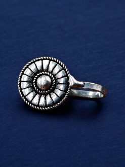 Silver Plated Round Nosepin | Best Oxidised Nose Ring Without Piercing
