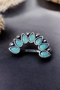 Silver Plated Oxidised Maharashtrian Nath | Affordable Marathi Nosepin For Girls - Color: "Mint"