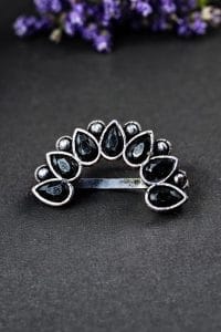 Silver Plated Oxidised Maharashtrian Nath | Affordable Marathi Nosepin For Girls - Color: "Black"