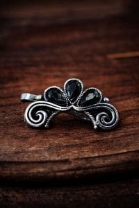 Silver Plated Marathi Nath | Best Press Nosepin in Maharashtrian Style - Color: "Black"