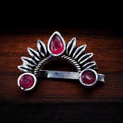 Marathi Nath | Oxidised Silver Plated Press Nosepin For Girls