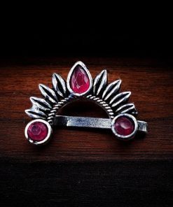 Marathi Nath | Oxidised Silver Plated Press Nosepin For Girls