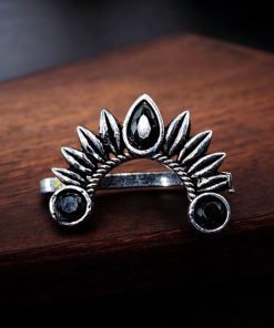 Marathi Nath | Oxidised Silver Plated Press Nosepin For Girls