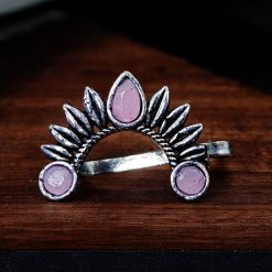 Marathi Nath | Oxidised Silver Plated Press Nosepin For Girls