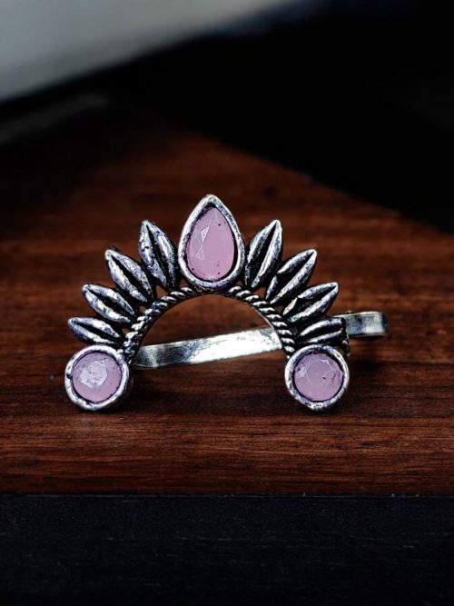 Marathi Nath | Oxidised Silver Plated Press Nosepin For Girls