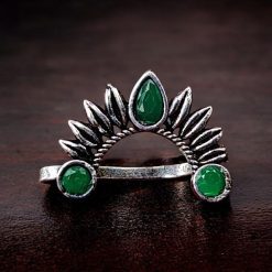 Marathi Nath | Oxidised Silver Plated Press Nosepin For Girls