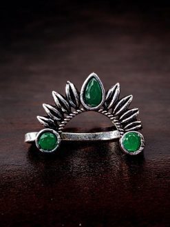 Marathi Nath | Oxidised Silver Plated Press Nosepin For Girls