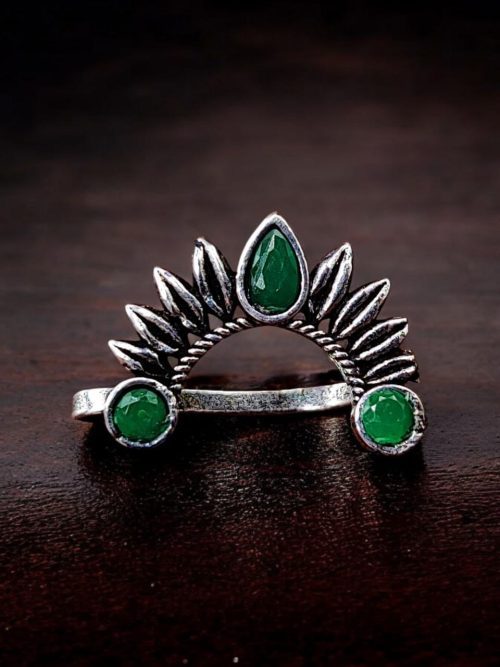 Marathi Nath | Oxidised Silver Plated Press Nosepin For Girls