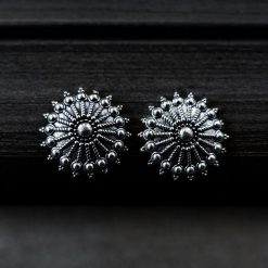 Silver Plated Stud Earrings | Oxidized Light Weight Jewelry For Girls