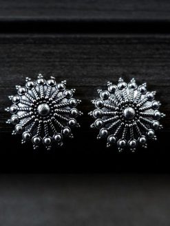 Silver Plated Stud Earrings | Oxidized Light Weight Jewelry For Girls
