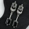 Traditional Silver Replica Earrings Oxidized Dangler Stone Earring