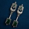 Traditional Silver Replica Earrings Oxidized Dangler Stone Earring