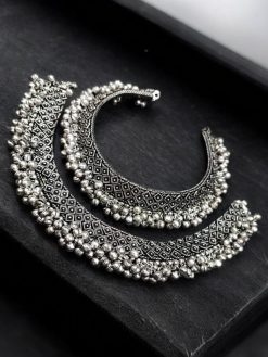 Oxidised Silver Ghunghroo Anklet | Traditional Brass Based Ghunghru Payal For Girls