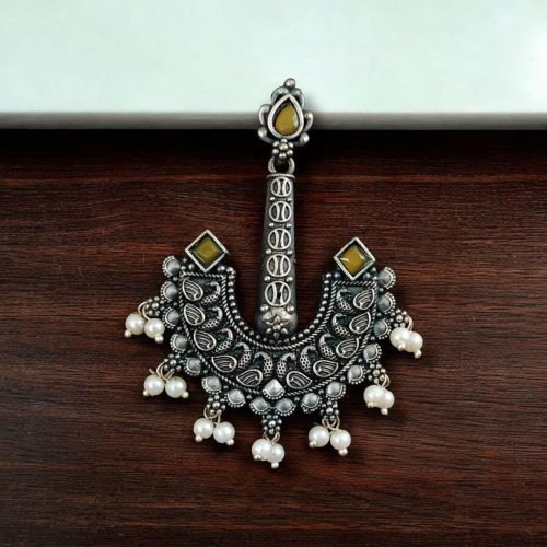 Vintage look Silver Replica Earrings | Boho Inspire Oxidized Dangler Studs
