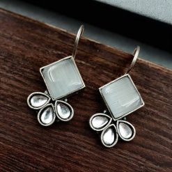 Iconic Look Daily-wear Earrings | Oxidized Silver Replica Hook Style Jewelry