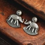 Silver Replica Elephant Stud | Adorable Light Weight Oxidized Earrings