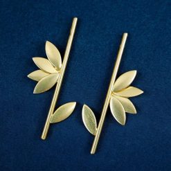 Gold Plated Bamboo Earring | Unique Contemporary Jewelry