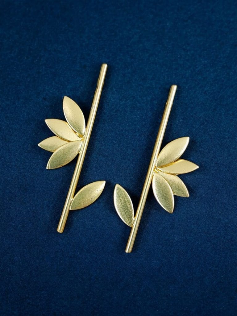Bulk 794 Gold Plated Bamboo Earring | Unique Contemporary Jewelry