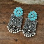 Bulk 104 Silver Replica Peacock Stud Earrings | Unique Antique Stone Studs - "Aqua"