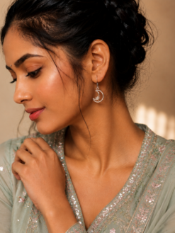 Moon Star Earrings | Adorable Light Weight German Silver Hook Earring