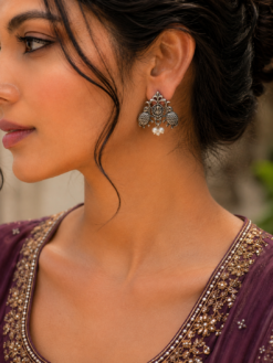 Silver Replica Elephant Stud Earrings | Oxidised Daily Wear Jewelry