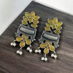 Bulk 96 Silver Replica Earring | Antique Touch Oxidised Stud | Unique Silver Jewelry - "Yellow"