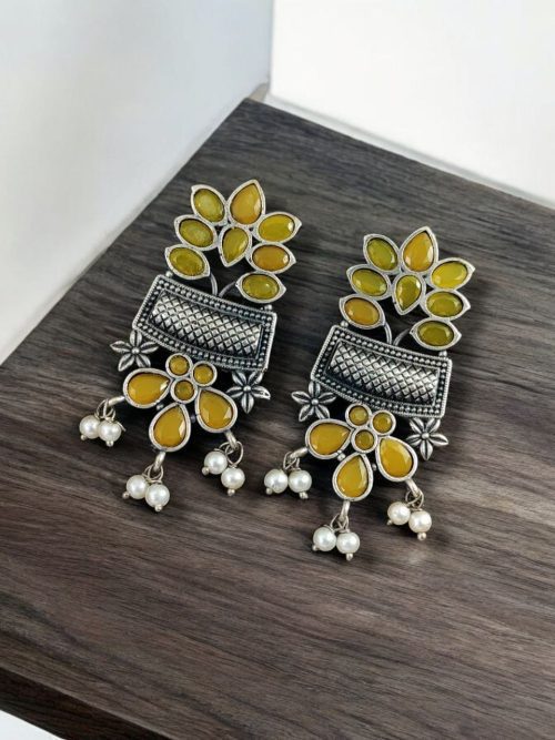 Silver Replica Earring | Antique Touch Oxidised Stud | Unique Silver Jewelry