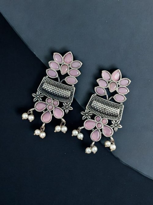 Silver Replica Earring | Antique Touch Oxidised Stud | Unique Silver Jewelry