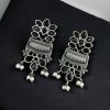 Silver Replica Earring | Antique Touch Oxidised Stud | Unique Silver Jewelry