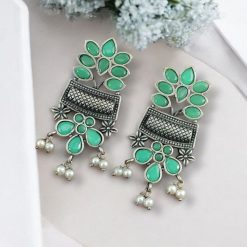 Silver Replica Earring | Antique Touch Oxidised Stud | Unique Silver Jewelry
