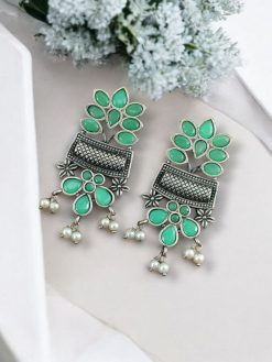 Silver Replica Earring | Antique Touch Oxidised Stud | Unique Silver Jewelry