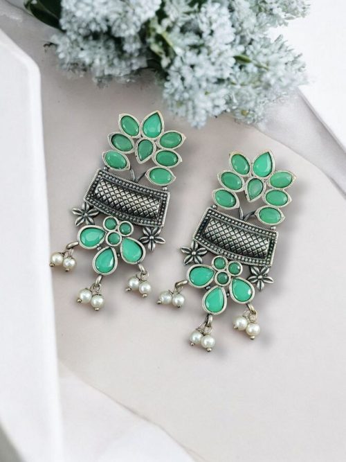 Silver Replica Earring | Antique Touch Oxidised Stud | Unique Silver Jewelry