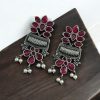 Silver Replica Earring | Antique Touch Oxidised Stud | Unique Silver Jewelry