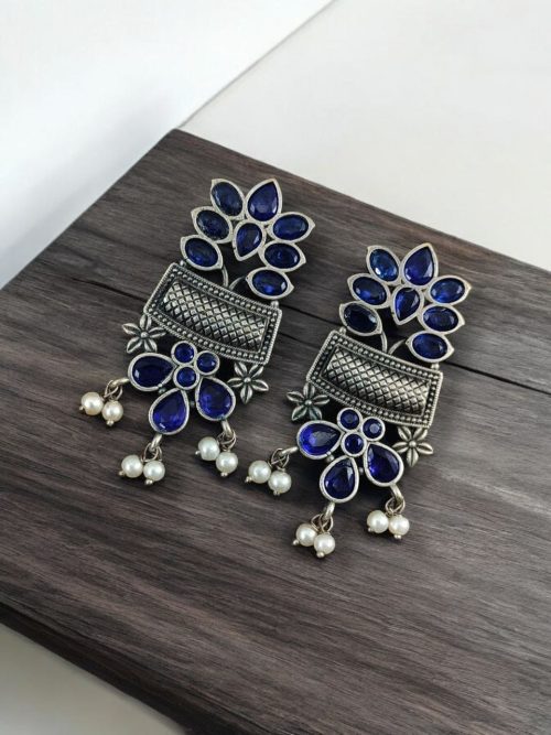 Silver Replica Earring | Antique Touch Oxidised Stud | Unique Silver Jewelry