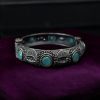 Elegant Silver Bracelet | Oxidized Stone Kada | Openable Style Bangle
