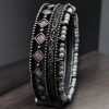 Antique Oxidized Kada / Bracelet With Pearl Work | Silver Plated Bangle
