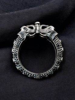 Silver Replica Designer Elephant Bracelet / Kada | Oxidized Bangles