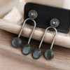 Silver Replica Stone Earrings | Monalisa Stone Studs | Oxidised Jewelry