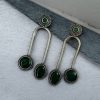 Silver Replica Stone Earrings | Monalisa Stone Studs | Oxidised Jewelry