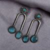 Silver Replica Stone Earrings | Monalisa Stone Studs | Oxidised Jewelry