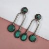 Silver Replica Stone Earrings | Monalisa Stone Studs | Oxidised Jewelry