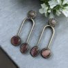 Silver Replica Stone Earrings | Monalisa Stone Studs | Oxidised Jewelry