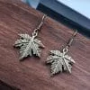 Oxidized Leaf Earrings | Unique German Silver Hook Style Earring