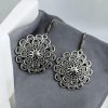 Oxidized Flower Art Earrings | Adorable German Silver Hook Design Earring