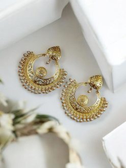 Designer Chandbali Earrings | Gold-plated Contemporary Earring For Girls