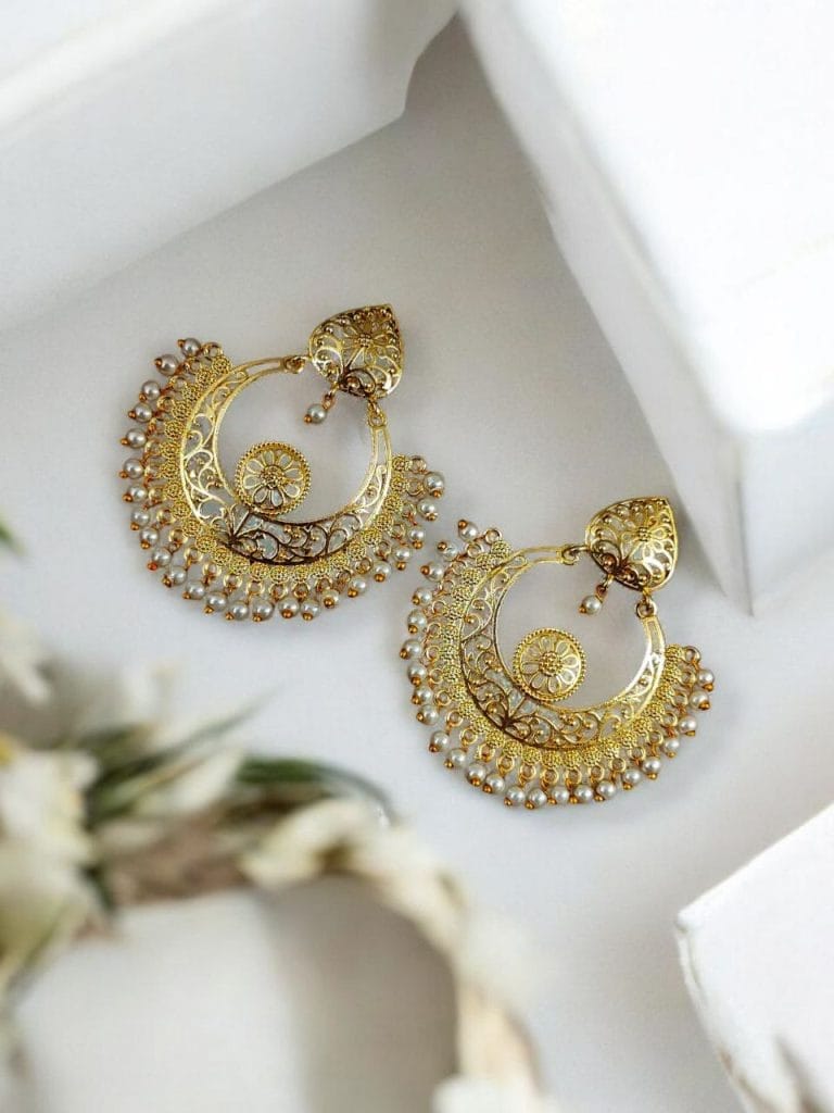 Bulk 738 Designer Chandbali Earrings | Best Gold-plated Contemporary Earring For Girls