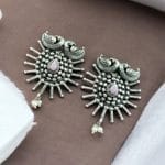 Unique Oxidised Earrings | Designer Iconic Look Dangler Hook Earring - "Babypink"