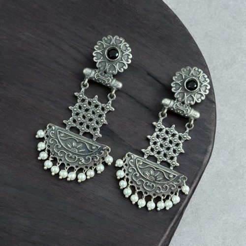 Oxidised Dangler Earrings | Best Silver Replica Antique Finsh Studs