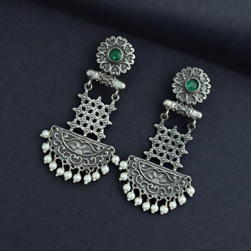 Oxidised Dangler Earrings | Best Silver Replica Antique Finsh Studs