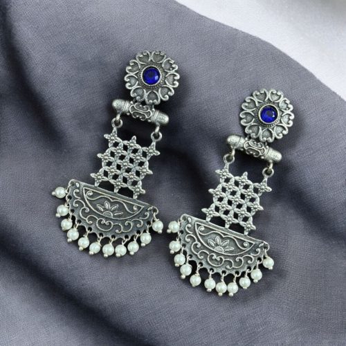 Oxidised Dangler Earrings | Best Silver Replica Antique Finsh Studs